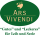 Grünes Logo "Ars Vivendi" mit Slogan: "Gutes und Leckeres für Leib und Seele" darunter.