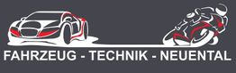 Auto und Motorrad Grafik mit Text: "Fahrzeug - Technik - Neuental".