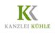 Logo der Kanzlei Kühle mit den Buchstaben "KK" in Grün und Grau.