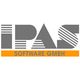 Logo der IPAS Software GmbH in Grau und Orange mit modernen, gestreiften Buchstaben.