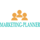 Three orange figures above the text "Marketing Planner" in teal green.