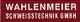 Rotes Logo mit Text "Wahlenmeier Schweisstechnik GmbH" in weißer Schrift.