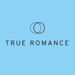True Romance logo on a blue background with overlapping circles above the text.