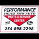 Performance Truck and Auto parts sign with contact number 254-898-2298.