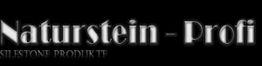 Schwarzer Hintergrund mit weißem Text: "Naturstein - Profi" und "Silestone Produkte".