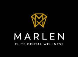Black logo with a golden geometric diamond and text: "MARLEN Elite Dental Wellness."