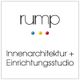 Logo von rump: Innenarchitektur + Einrichtungsstudio in schlichtem Design mit drei Farbkreisen.