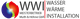 Logo-WWI: Wasser Wärme Installation. Meisterbetrieb Muth & Höhne, bunter Kreis mit Symbolen.