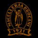 Logo della Macelleria Brocani con figura stilizzata e anno 1921 su sfondo nero.
