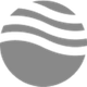Logo grigio con cerchio e tre linee ondulate sopra.