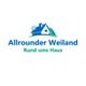 Logo von "Allrounder Weiland" mit Haus und Pflanzen, Text: "Rund ums Haus".