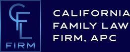 Logo for California Family Law Firm, APC, with a blue and white design.