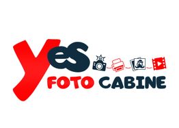 Logo com texto "Yes Foto Cabine" e ícones de câmera, impressora e fotos. Fundo branco.