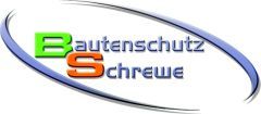 Logo mit Text "Bautenschutz Schrewe" in Blau, Buchstaben "B" in Grün und "S" in Rot.