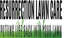 Text "Resurrection Lawn Care: Putting Life Back Into Your Lawn" with grass design.