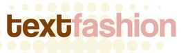 Schriftzug "text fashion" in braun und rosa, mit gepunktetem Hintergrund in Beige.