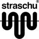 Schwarzes Straschu-Logo mit abstraktem Design darunter auf weißem Hintergrund.