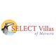 Logo de "Select Villas of Moraira" con figura estilizada sobre fondo de sol.
