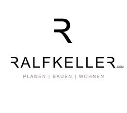 Logo von Ralf Keller: "RALF KELLER PLANEN | BAUEN | WOHNEN" mit stilisiertem "R" oben.