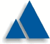 Blaues Logo mit zwei Dreiecken: ein kleineres links und ein größeres rechts.