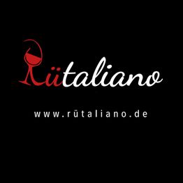 Logo mit Text "Rütaliano" und "www.rütaliano.de" auf schwarzem Hintergrund.
