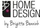 Logo mit Text "Home Design by Brigitte Bennink", schwarz-weiß mit pinkem Punkt und Grafik.