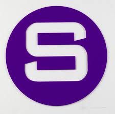 Lila Kreis mit weißem Buchstaben "S" in der Mitte.