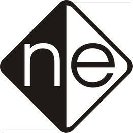 Schwarz-weißes Logo mit den Buchstaben "ne" in einem rautenförmigen Feld.