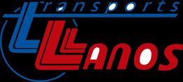 Logo del texto "Transports Lllanos" en azul y rojo sobre fondo negro.