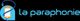 Logo avec un téléphone orange et texte bleu "la paraphonie" sur fond noir.