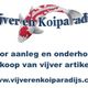 Vijver en Koiparadijs logo met koi-vis en tekst over vijverartikelen en website.