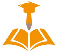 Pencil with graduation cap above an open book, symbolizing education and learning.