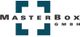 Logo der MasterBox GmbH in Blau und Schwarz mit stilisiertem Quadrat in den Ecken.