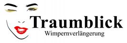 Wimpernverlängerung-Logo mit stilisiertem Gesicht, rotem Lippenstift und geschlossenen Augen.