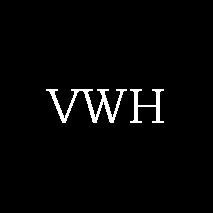 Weiße Buchstaben "VWH" auf schwarzem Hintergrund.