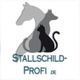 Logo mit Silhouetten: Pferd, Hund, Katze. Text: "STALLSCHILD-PROFI.DE".