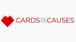 Logo with a red folded paper heart and the text "Cards for Causes" in red and gray.