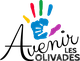 Logo avec une main colorée et texte "Avenir Les Olivades".