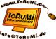 Logo von ToRuMi Internethandel mit Computerbildschirm und Maus, Webseite und E-Mail-Adresse.