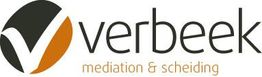 Verbeek logo met tekst "mediation & scheiding" in een oranje en zwarte kleurencombinatie.