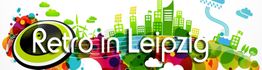 Bunte Skyline mit Schriftzug "Retro in Leipzig" und grafischen Elementen im Hintergrund.