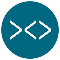 Ein türkisfarbenes Rechteck mit drei weißen ‚>' Zeichen in der Mitte.