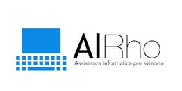 Logo di AlRho con un computer blu e testo: "Assistenza Informatica per aziende".