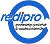 Logo von "redipro" in blauem Kreis mit Text "Gemeinnützige Gesellschaft für soziale Dienste mbh".