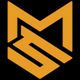 Orange Logo mit stilisiertem “M” und “S” auf schwarzem Hintergrund.