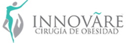 Logo con figura humana estilizada y texto "Innove Institute, Cirugía de Obesidad" en gris y turquesa.