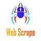 Mouse icon resembling a spider, with "Web Scrape" text below in orange.