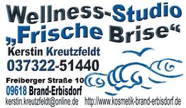 Geschäftsinfos für Wellness-Studio "Frische Brise" in Brand-Erbisdorf mit Kontakt und Adresse.