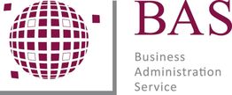 Logo mit Kugel und Text: BAS Business Administration Service.
