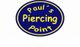 Blaues ovales Logo mit gelber Schrift "Paul's Piercing Point".